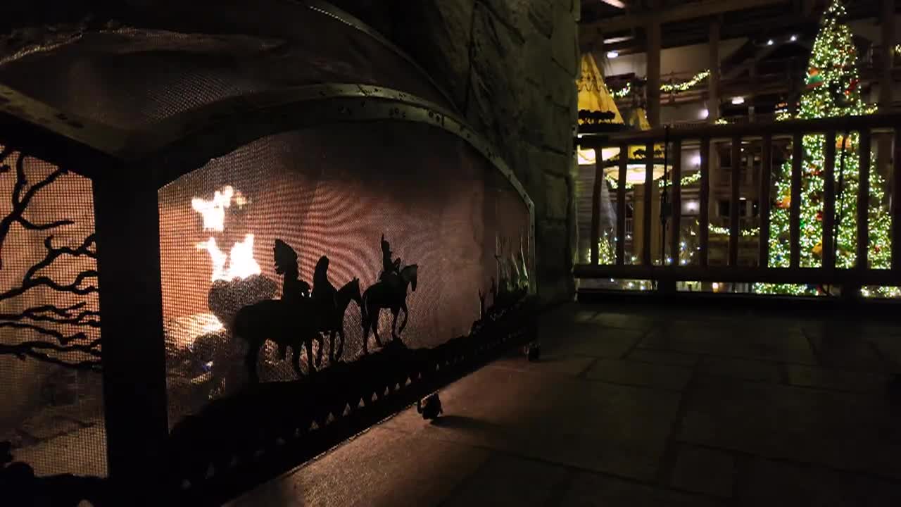 Christmas Fireplace - Disney Wilderness Lodge Resort